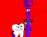 Desenho Dentes e escova de dentes pintado por vania