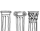 Desenho Capitel dórico, iónico e corintio pintado por colunas