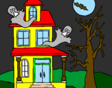 Desenho Casa do terror pintado por jhuly