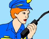 Desenho Polícia com um walkie pintado por kellen