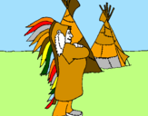 Desenho Índio chefe pintado por izabella iza
