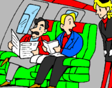 Desenho Passageiros no avião pintado por luciana