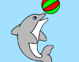 Desenho Golfinho a jogar com uma bola pintado por Beatriz cruz