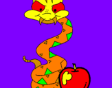 Desenho Serpente e maçã pintado por pedro e titia