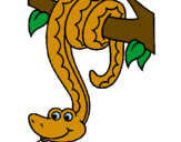 Desenho Serpente pendurada numa árvore pintado por michel