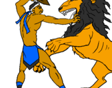 Desenho Gladiador contra leão pintado por biao DF