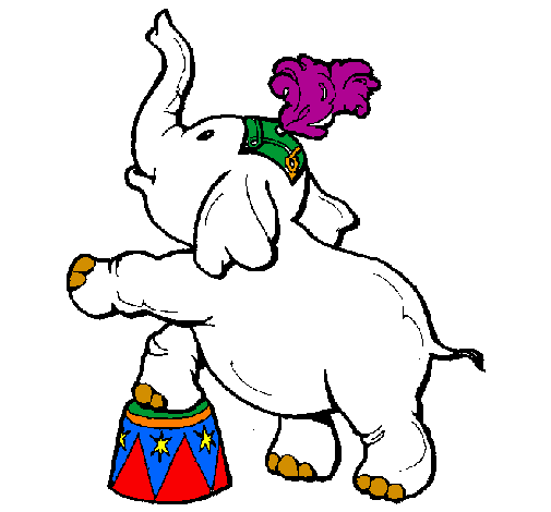 Desenho Elefante pintado por elefante equilibrista