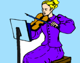 Desenho Dama violinista pintado por rafaela alves da silva.