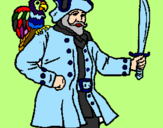 Desenho Pirata com um papagaio pintado por gabriele lysyk
