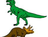 Desenho Tricerátopo e tiranossauro rex pintado por pedro frança rios canário