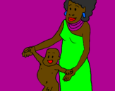 Desenho Mãe e filho da Guiné pintado por cagalhão