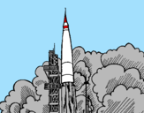 Desenho Lançamento foguete pintado por foguete