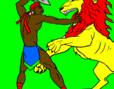 Desenho Gladiador contra leão pintado por Gustavo D avila