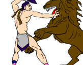 Desenho Gladiador contra leão pintado por felipe