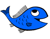 Desenho Peixe pintado por peixe azul