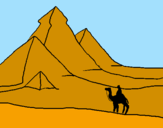 Desenho Paisagem com pirâmides pintado por egito