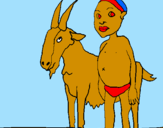 Desenho Cabra e criança africana pintado por wellington