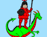 Desenho Cavaleiro São Jorge e o dragão pintado por dragoes e cavaleiros 