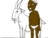 Desenho Cabra e criança africana pintado por PATRICK  OLIVEIRA DA  SIL