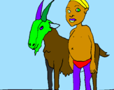 Desenho Cabra e criança africana pintado por welitom