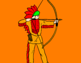 Desenho Índio com arco pintado por Pedro