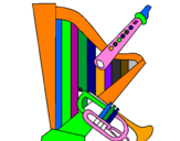Desenho Harpa, flauta e trompeta pintado por ivanmo