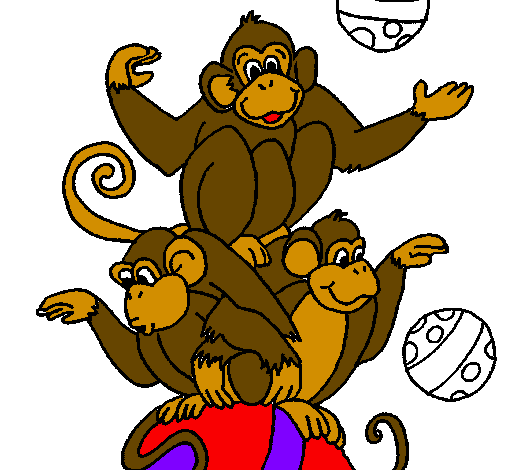 Desenho Macacos a fazer malabarismos pintado por ENZO