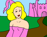 Desenho Princesa e castelo pintado por samara