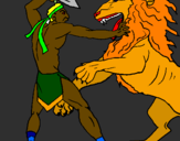 Desenho Gladiador contra leão pintado por O Guerreiro 5