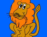 Desenho Leão pintado por Alê