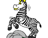Desenho Zebra a saltar pedras pintado por a