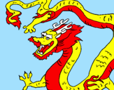 Desenho Dragão chinês pintado por HUGO E HELOISA