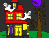 Desenho Casa do terror pintado por Aline