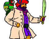 Desenho Pirata com um papagaio pintado por gustavo