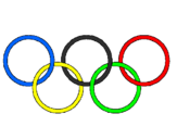 Desenho Argolas dos jogos olimpícos pintado por matheus