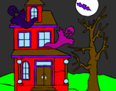 Desenho Casa do terror pintado por keeity