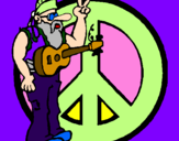 Desenho Musico hippy pintado por luiza