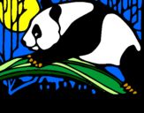 Desenho Urso panda a comer pintado por filipe