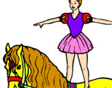Desenho Trapezista em cima do cavalo pintado por ana beatriz 