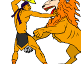 Desenho Gladiador contra leão pintado por rafael