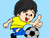 Desenho Rapaz a jogar futebol pintado por Criança é Ouro.