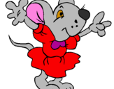 Desenho Rata com vestido pintado por sarah