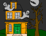 Desenho Casa do terror pintado por pamela