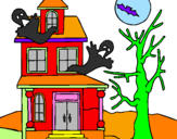 Desenho Casa do terror pintado por fantasminha camarada