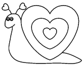 Desenho Caracol coração  pintado por coração
