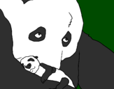 Desenho Urso panda com a sua cria pintado por miriam e.p