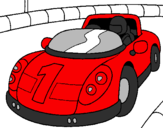 Desenho Carro de corridas pintado por vermelho