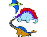 Desenho Três classes de dinossauros pintado por dudu