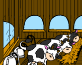 Desenho Vacas no estábulo pintado por ariane