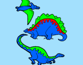 Desenho Três classes de dinossauros pintado por rafael